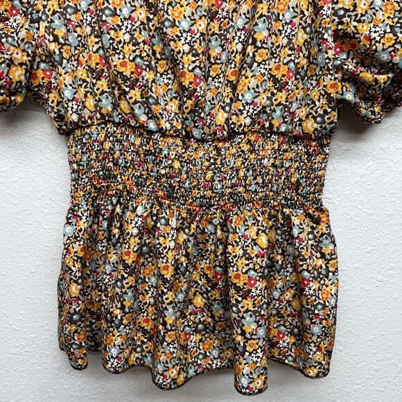Emery Rose Floral Bohemian Cottagecore Puff Sleeve Lightweight Top Womens Small - Picture 6 of 11